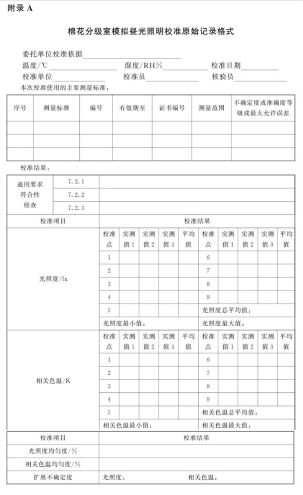 棉花分級室模擬晝光照明校準(zhǔn)規(guī)范3